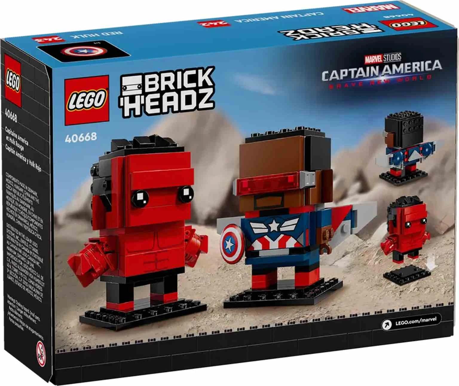 LEGO BRICK HEADZ | Figuras del Capitán América y Hulk Rojo - 40668