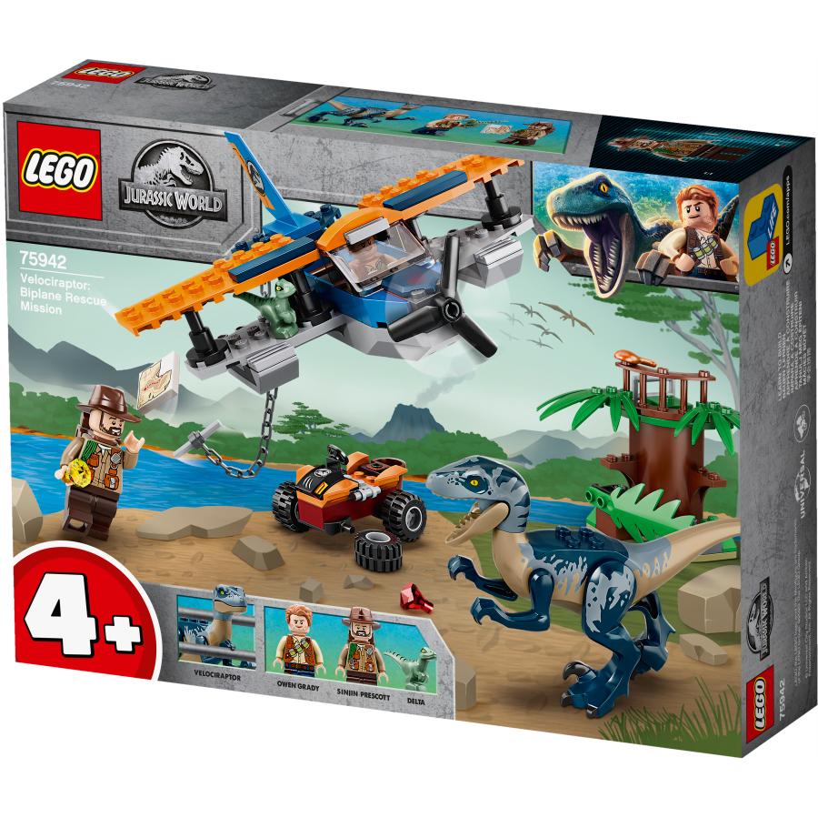 LEGO Jurasssic World | Velocirraptor Misión de Rescate en Biplano 75942