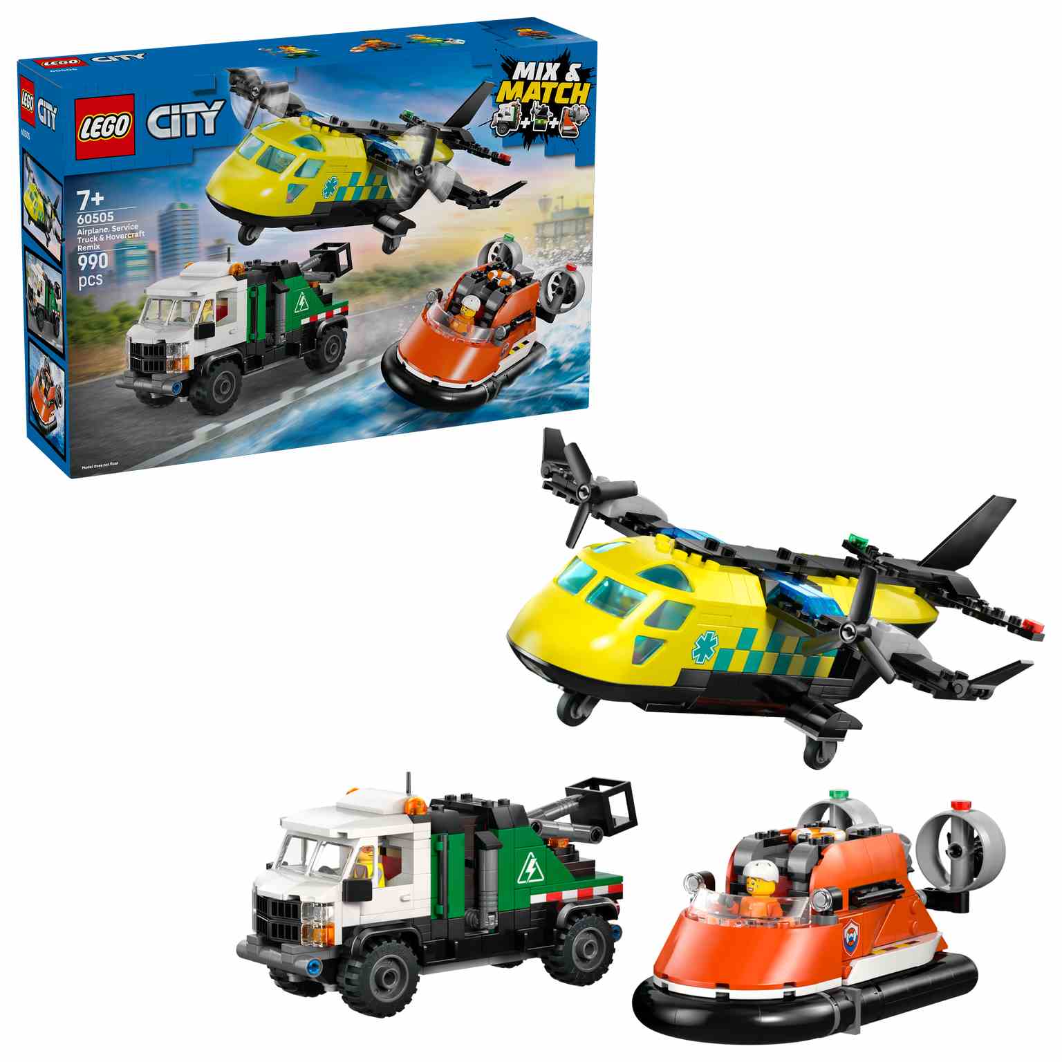 LEGO CITY | Remix: Avión, Camión Técnico y Aerodeslizador - 60505