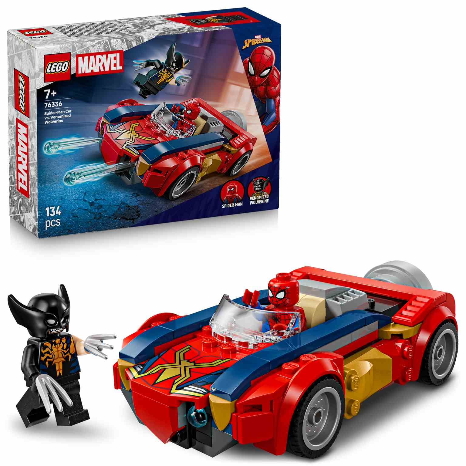 LEGO MARVEL | Coche de Spider-Man vs. Lobezno Venomizado - 76336