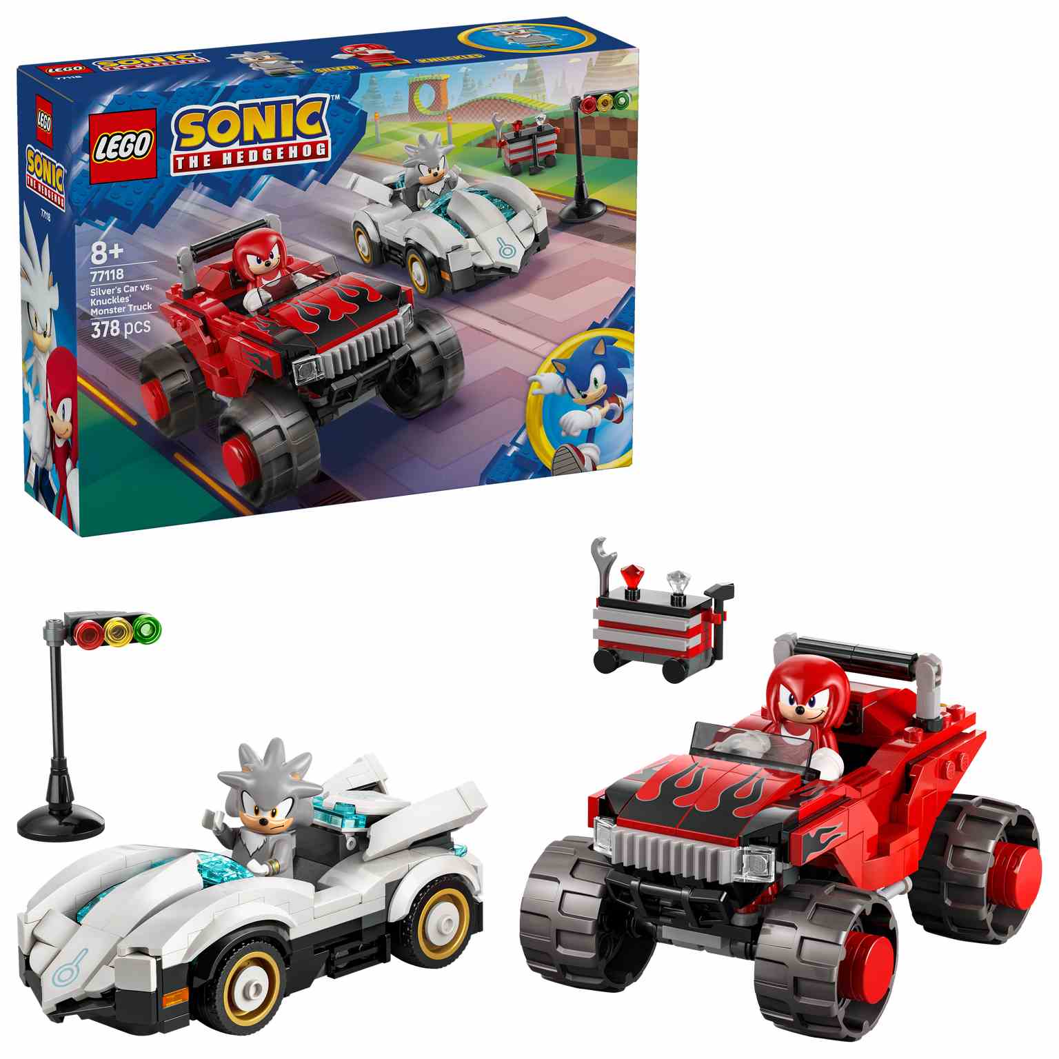 LEGO Sonic | Coche de Silver vs. Monster Truck de Knuckles - 77118