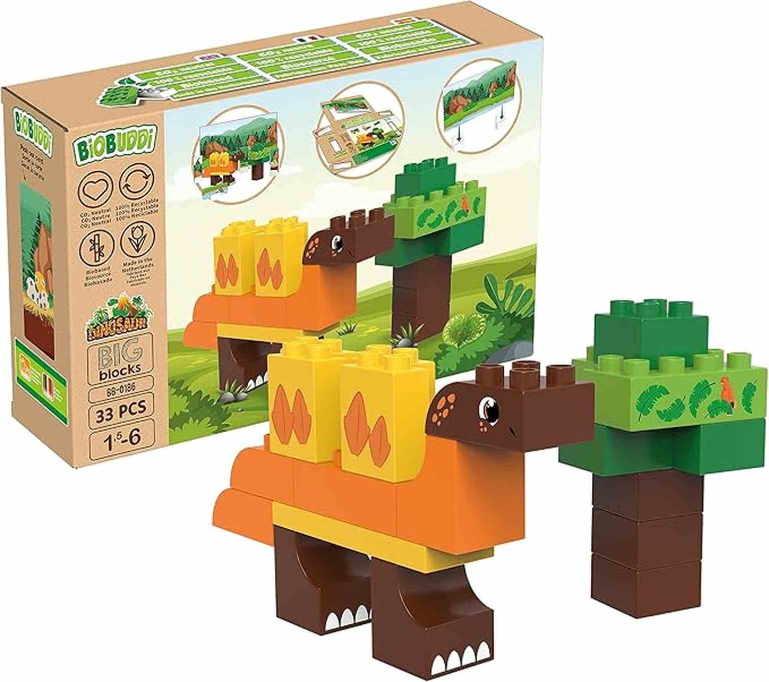 BiOBUDDi | Bloques de construcción de dinosaurios Estegosaurio BB-0186