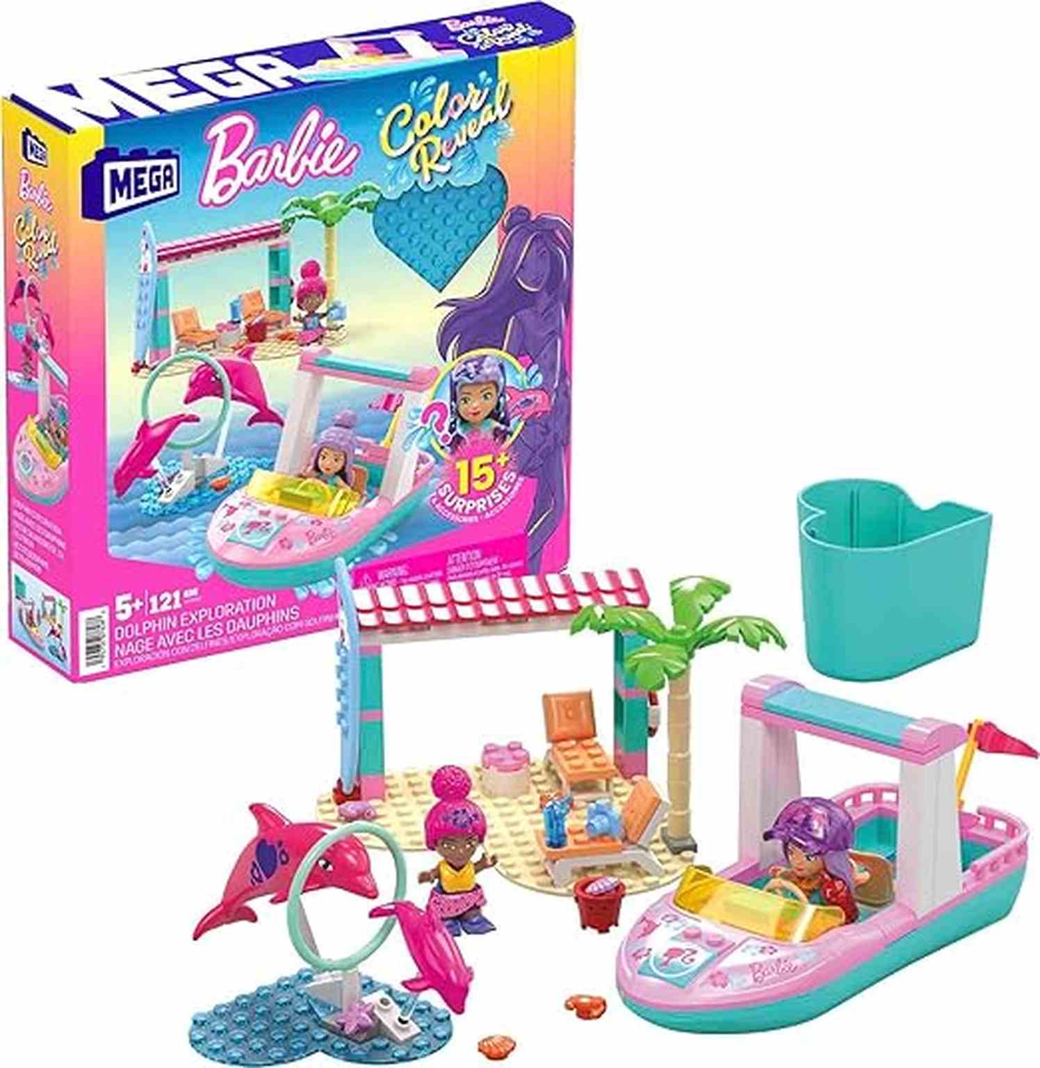 MEGA Barbie | Color Reveal Set de construcción Exploración con los delfines HHW83