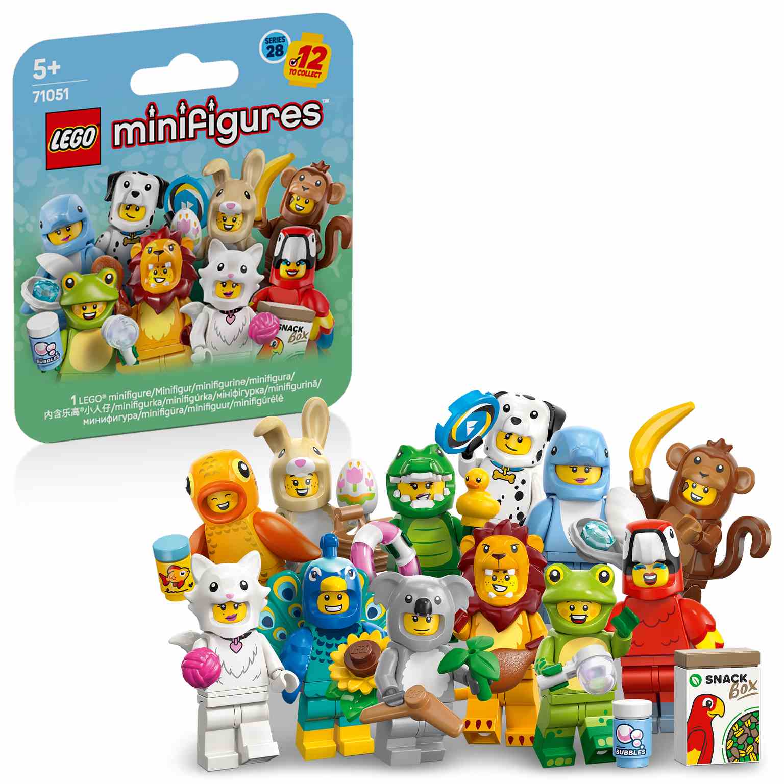 LEGO Minifiguras | 28.ª Edición: Animales SERIE COMPLETA DE 12 MINIFIGURAS - 71051-SC